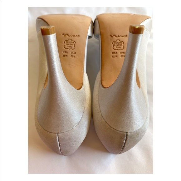 Nina 3” metallic silver satin peep-toe heels - Picture 9 of 9